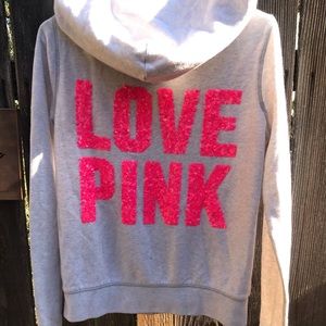 PINK w/hot pink sequins zip up